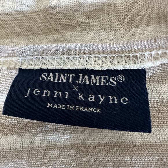 Jenni Kayne Saint James Top Women Small Oatmeal Striped Linen Rue Tee Preppy - Picture 12 of 16